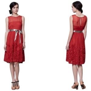 Anthropologie Red Caridad Ruffled Dress by Tiny